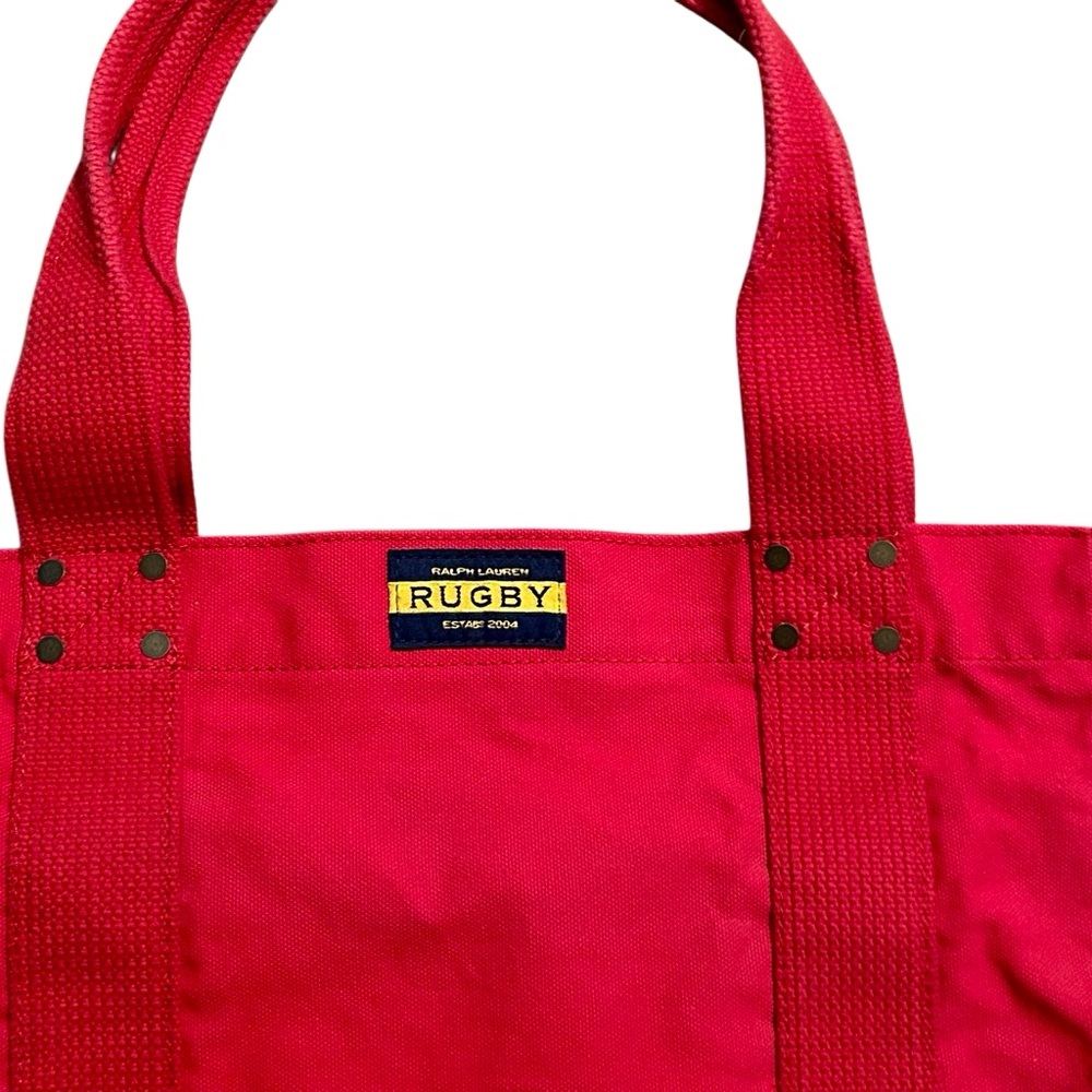 Ralph Lauren Rugby Tote Red Large Canvas Bag Beach Embroidered 90s Y2K Rare - Picture 3 of 12